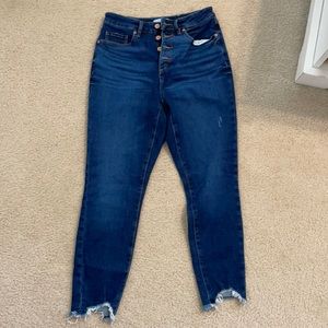 LOFT curvy high rise skinny chewed hem jeans size 6/28